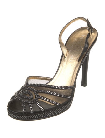 Valentino Mesh Crystal Embellishments Slingback Pumps