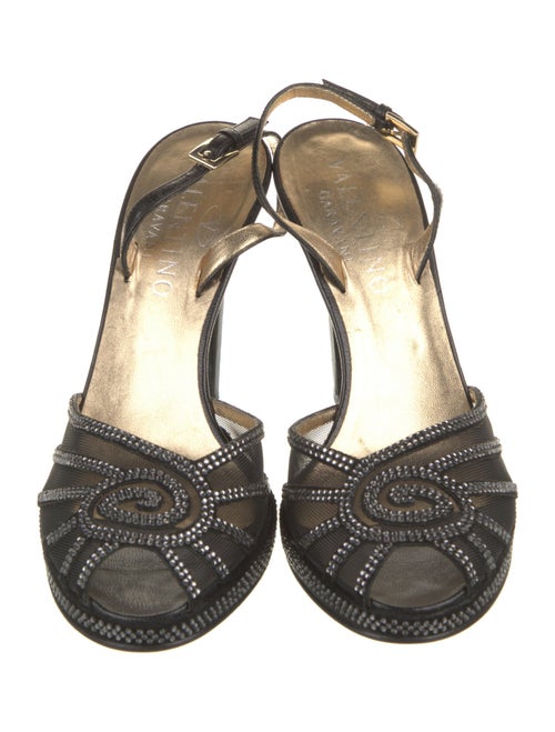 Valentino Mesh Crystal Embellishments Slingback Pumps