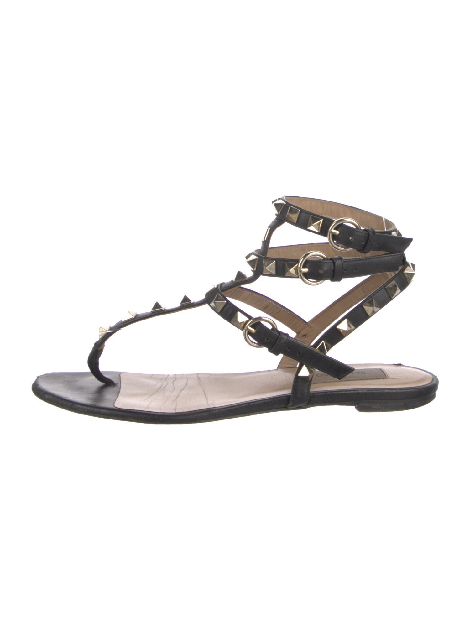 Valentino Leather Studded Accents Gladiator Sandals