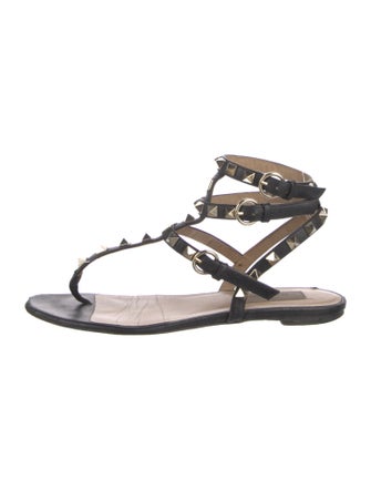 Valentino Leather Studded Accents Gladiator Sandals