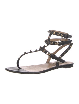 Valentino Leather Studded Accents Gladiator Sandals