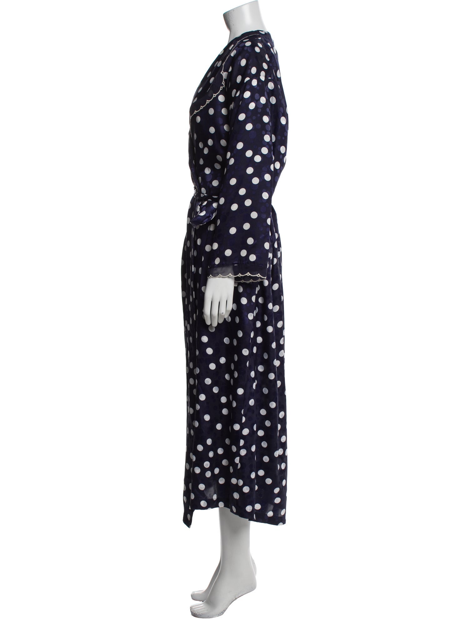 Valentino Polka Dot Print Scalloped Accent Robe
