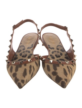 Valentino Rockstud Accents Canvas Slingback Flats