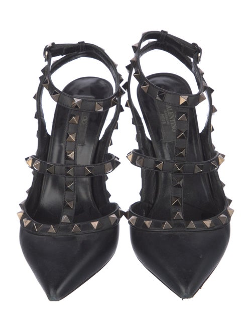 Valentino Rockstud Accents Leather T-Strap Pumps