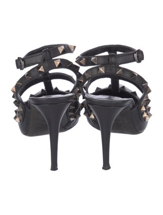 Valentino Rockstud Accents Leather T-Strap Pumps