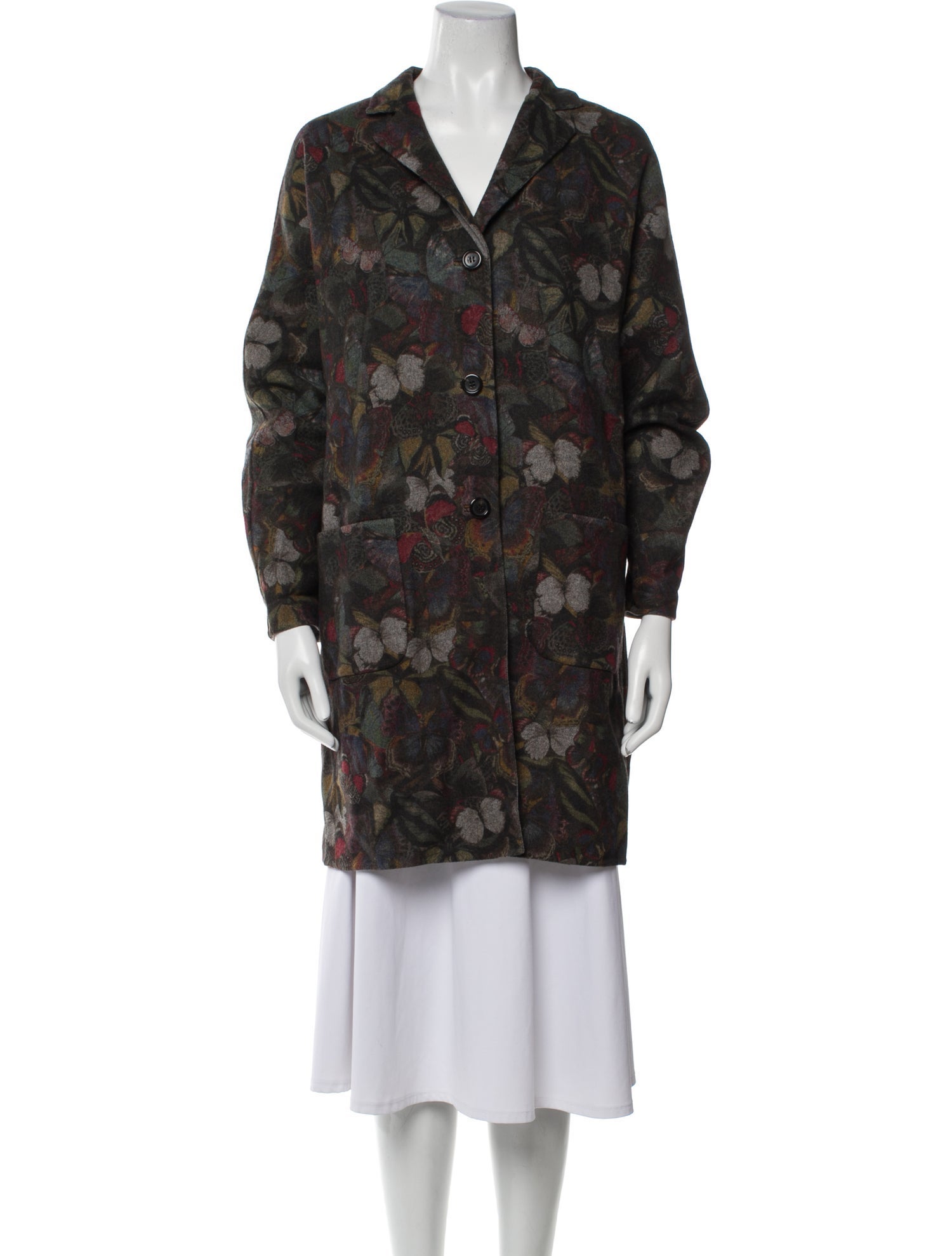 Valentino Wool Floral Print Coat