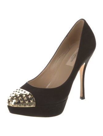 Valentino Rockstud Accents Suede Pumps