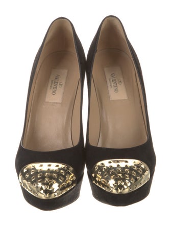 Valentino Rockstud Accents Suede Pumps