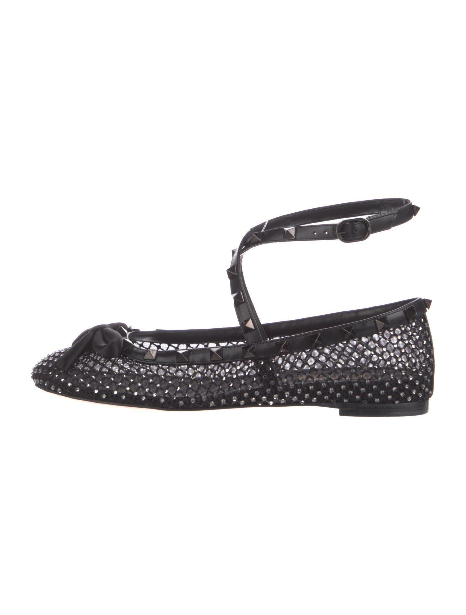 Valentino Mesh Bow Accents Flats