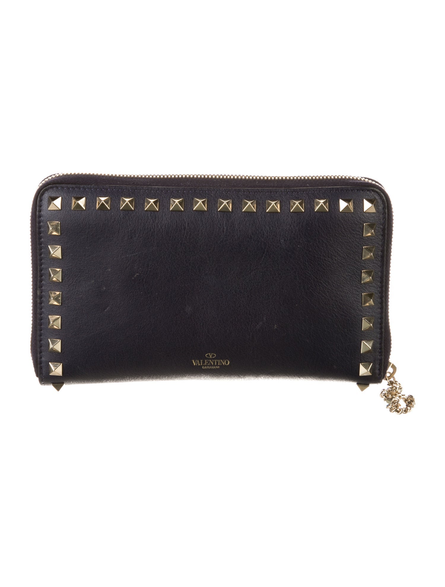 Valentino Rockstud Accents Leather Wristlet