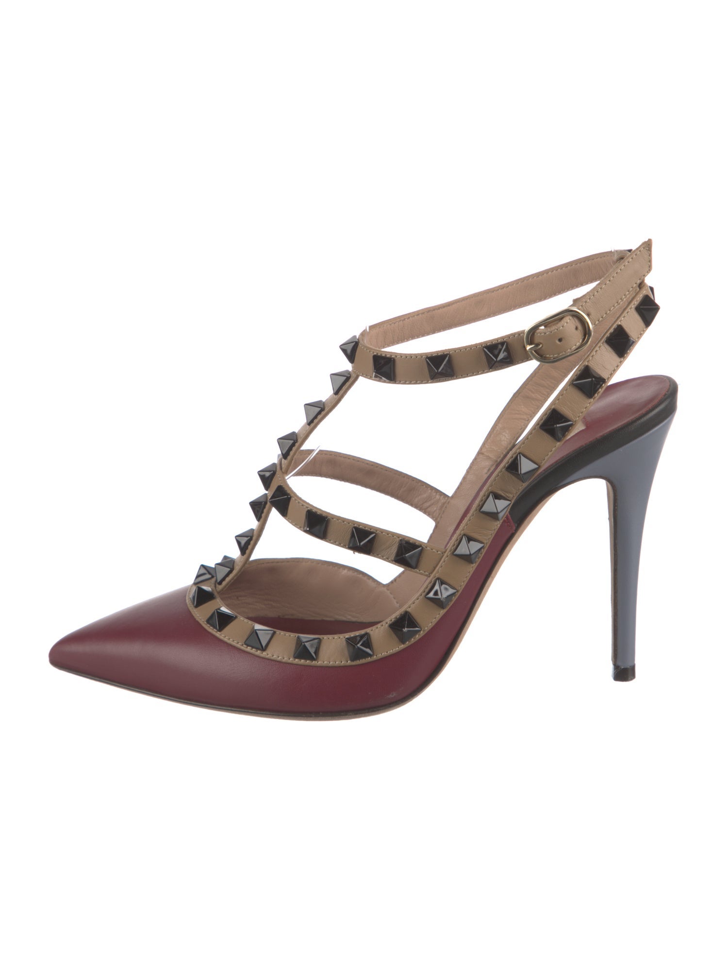Valentino Rockstud Accents Leather T-Strap Pumps