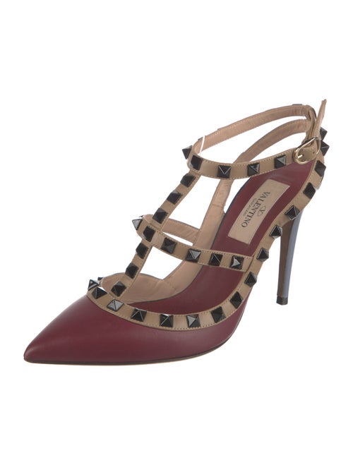Valentino Rockstud Accents Leather T-Strap Pumps