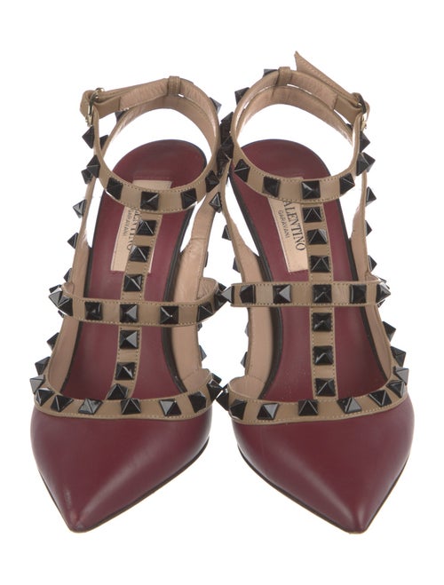 Valentino Rockstud Accents Leather T-Strap Pumps