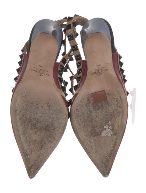 Valentino Rockstud Accents Leather T-Strap Pumps
