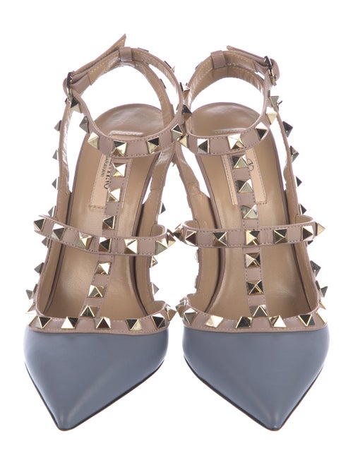 Valentino Rockstud Accents Leather T-Strap Pumps