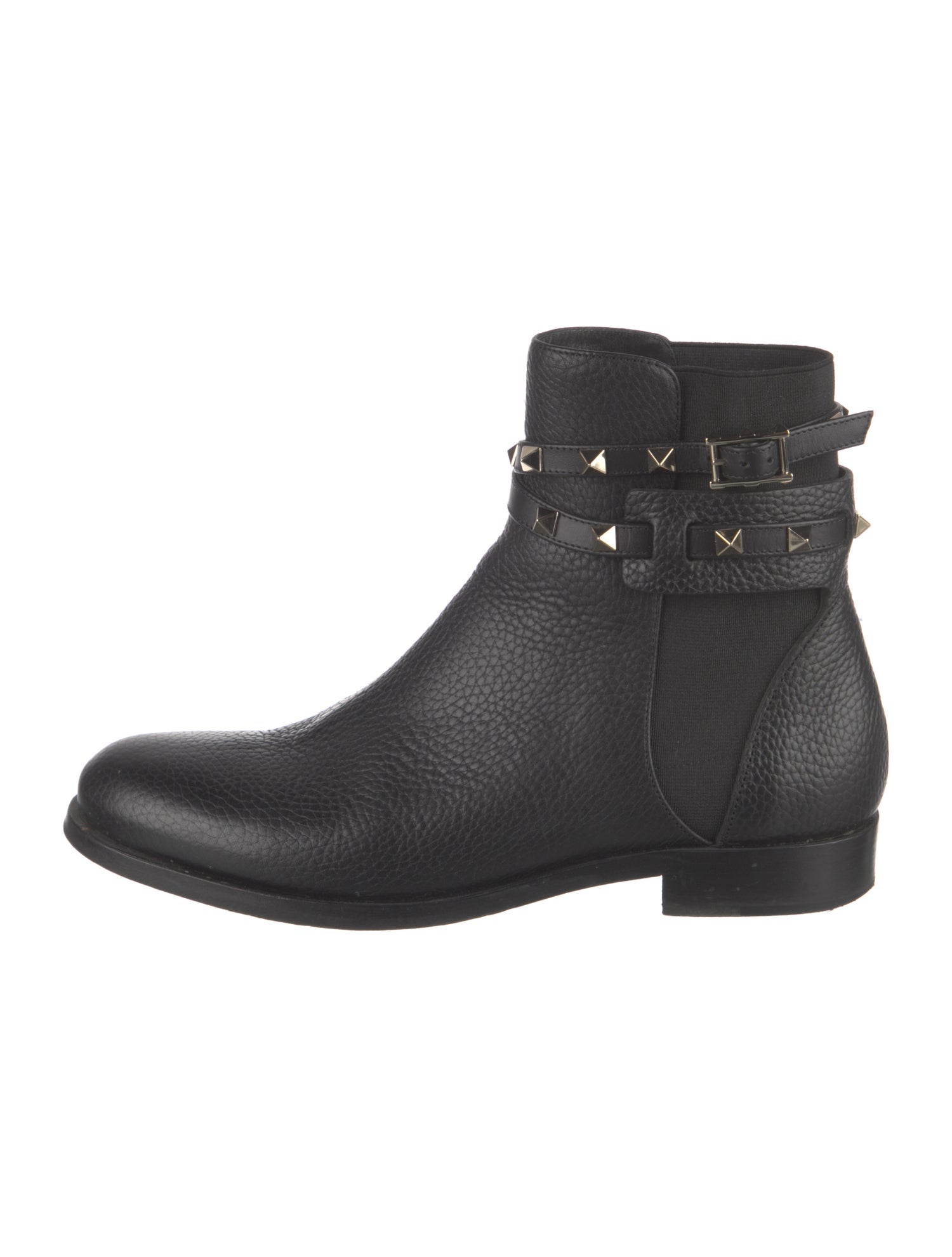 Valentino Rockstud Accents Leather Moto Boots