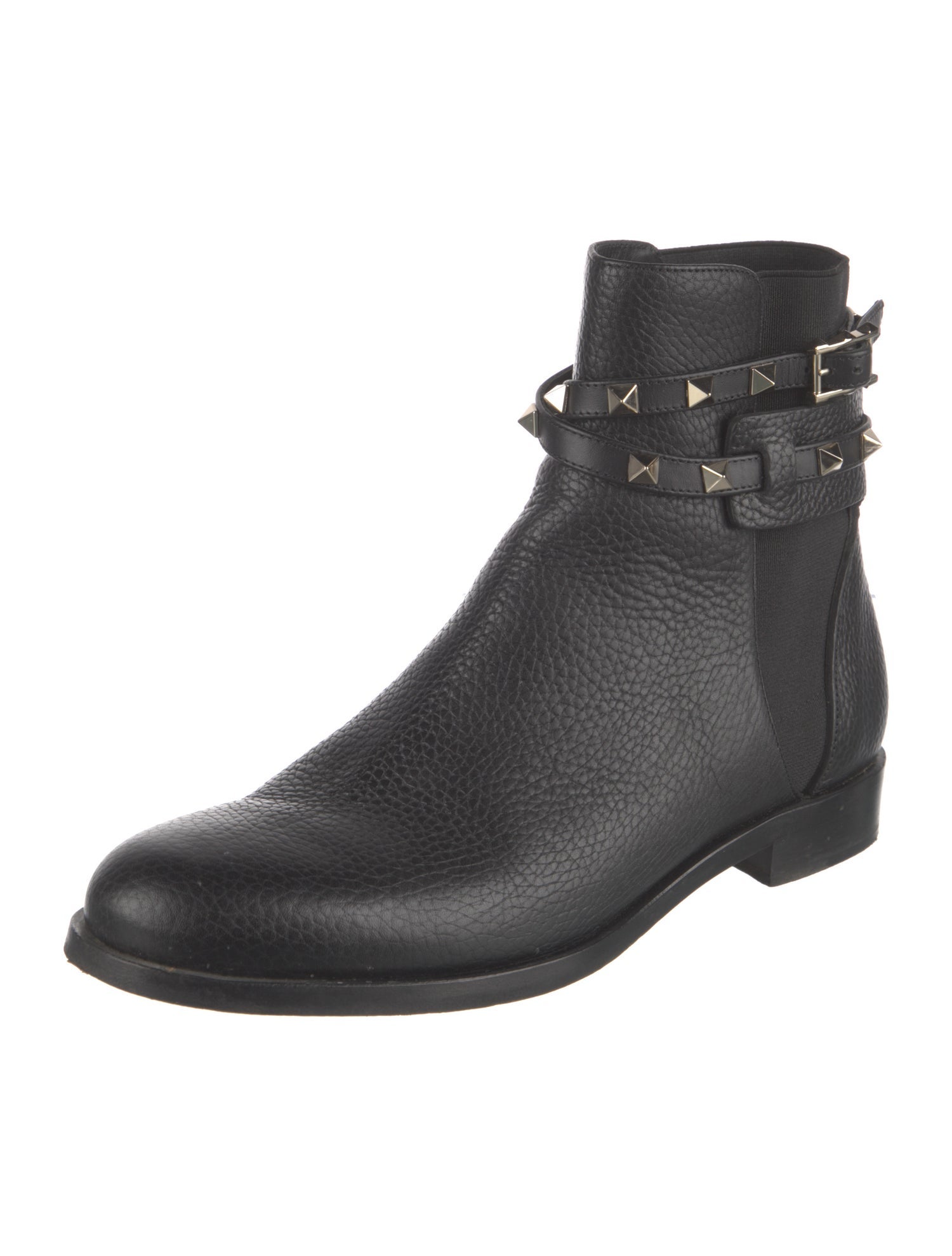 Valentino Rockstud Accents Leather Moto Boots