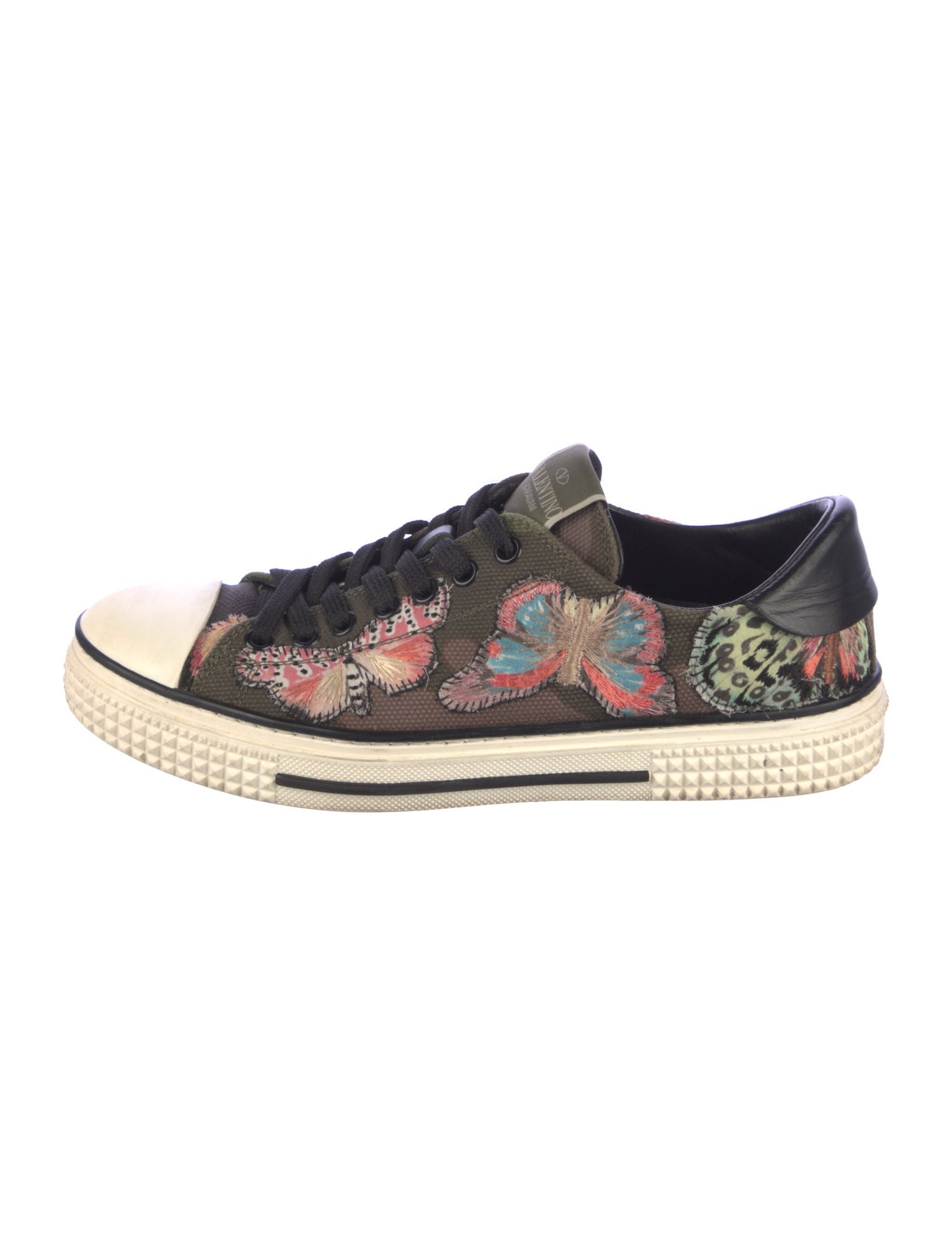 Valentino Printed Embroidered Accent Sneakers