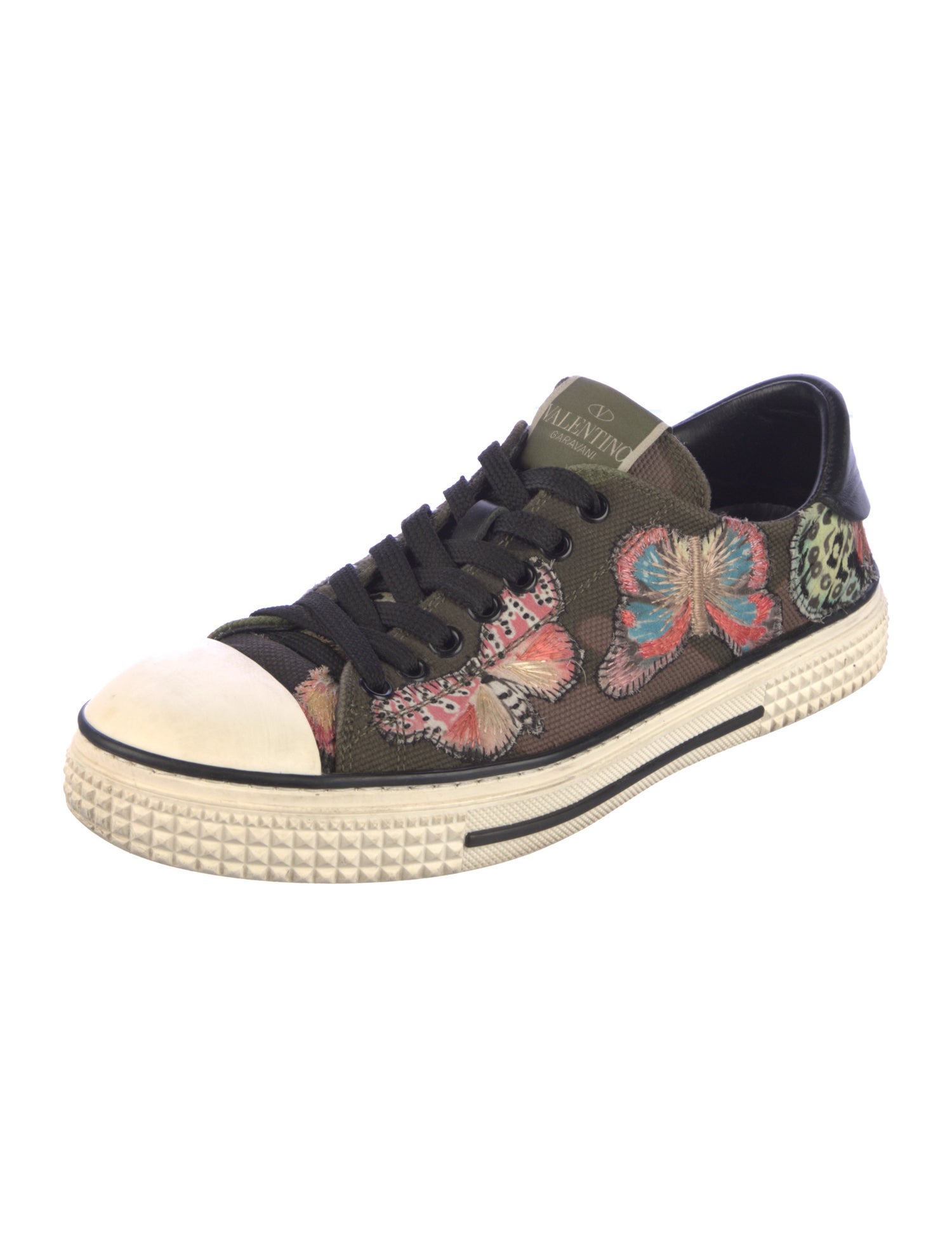 Valentino Printed Embroidered Accent Sneakers