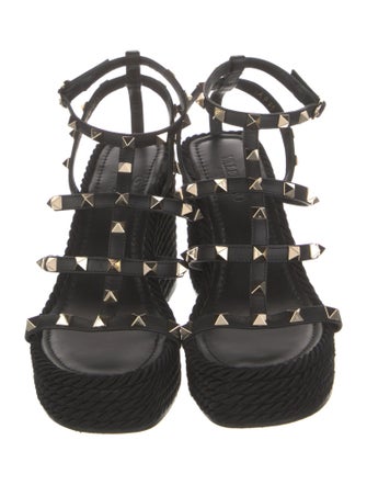Valentino Rockstud Accents Leather Espadrilles