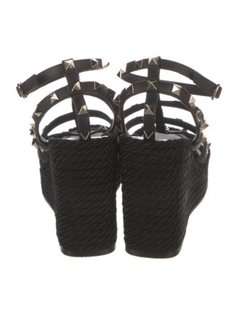 Valentino Rockstud Accents Leather Espadrilles