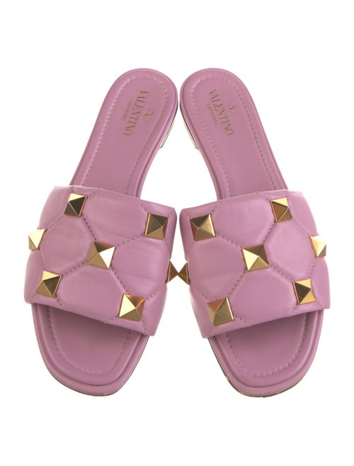 Valentino Rockstud Accents Leather Slides