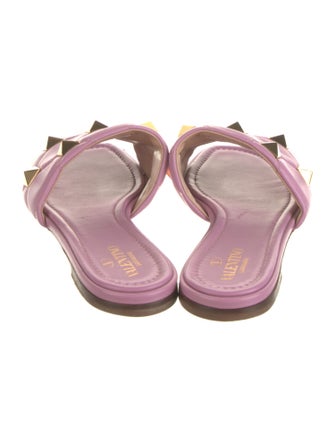 Valentino Rockstud Accents Leather Slides