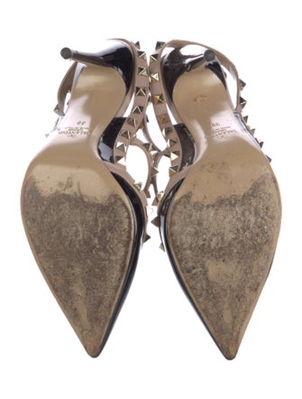 Valentino Rockstud Accents Patent Leather T-Strap Pumps