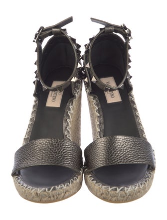 Valentino Rockstud Accents Leather Espadrilles