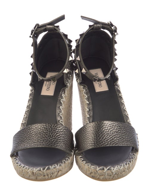 Valentino Rockstud Accents Leather Espadrilles