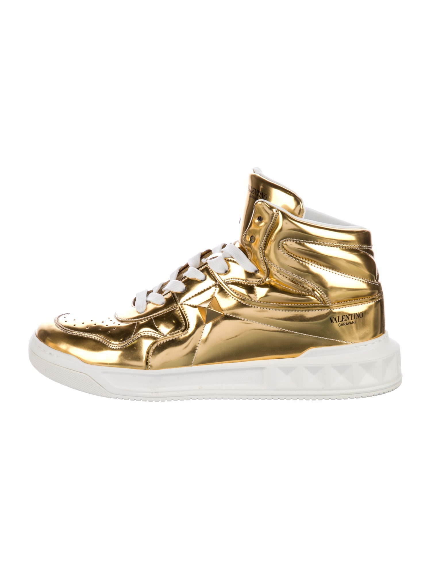 Valentino Rockstud Accents Leather Sneakers