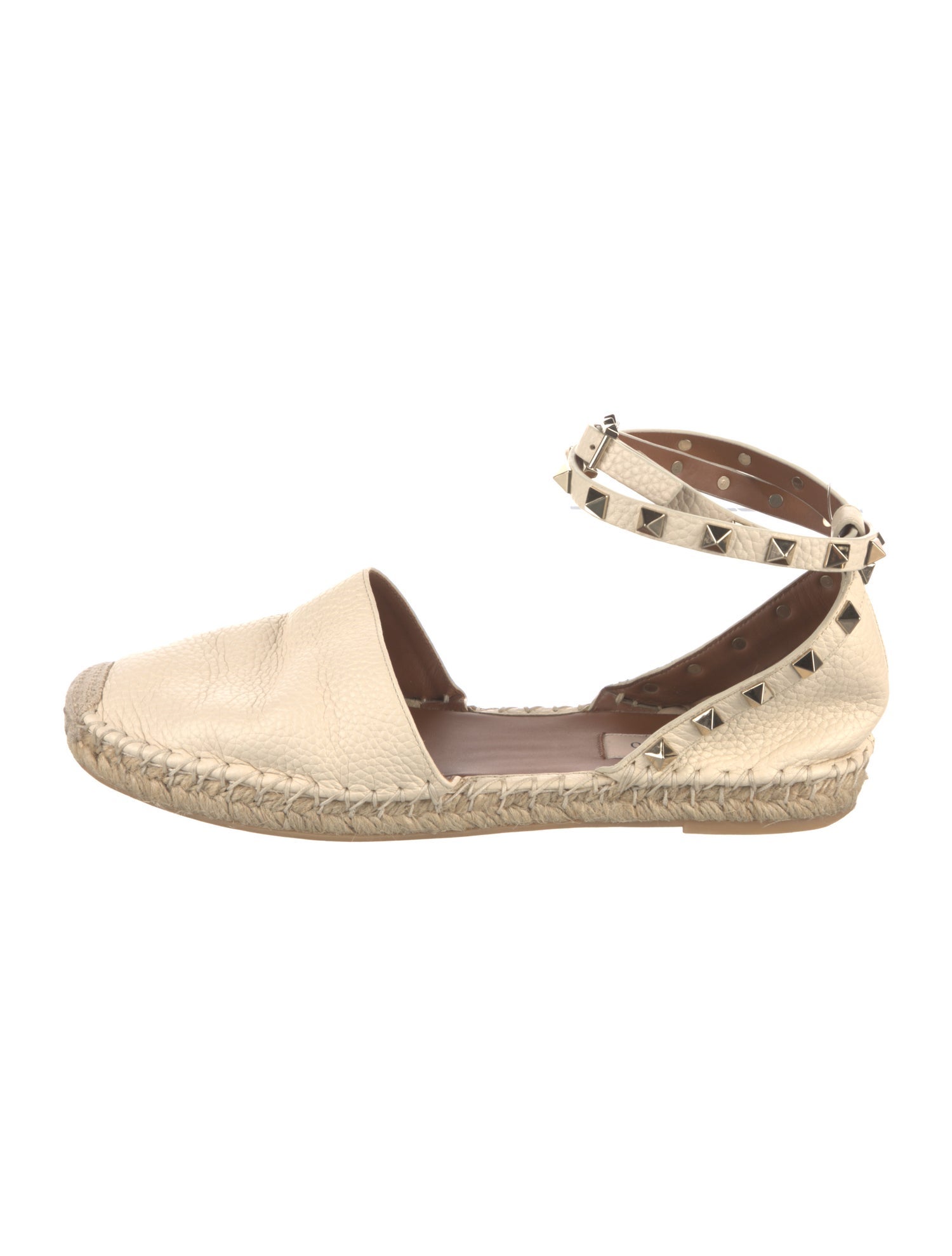 Valentino Rockstud Accents Leather Espadrilles
