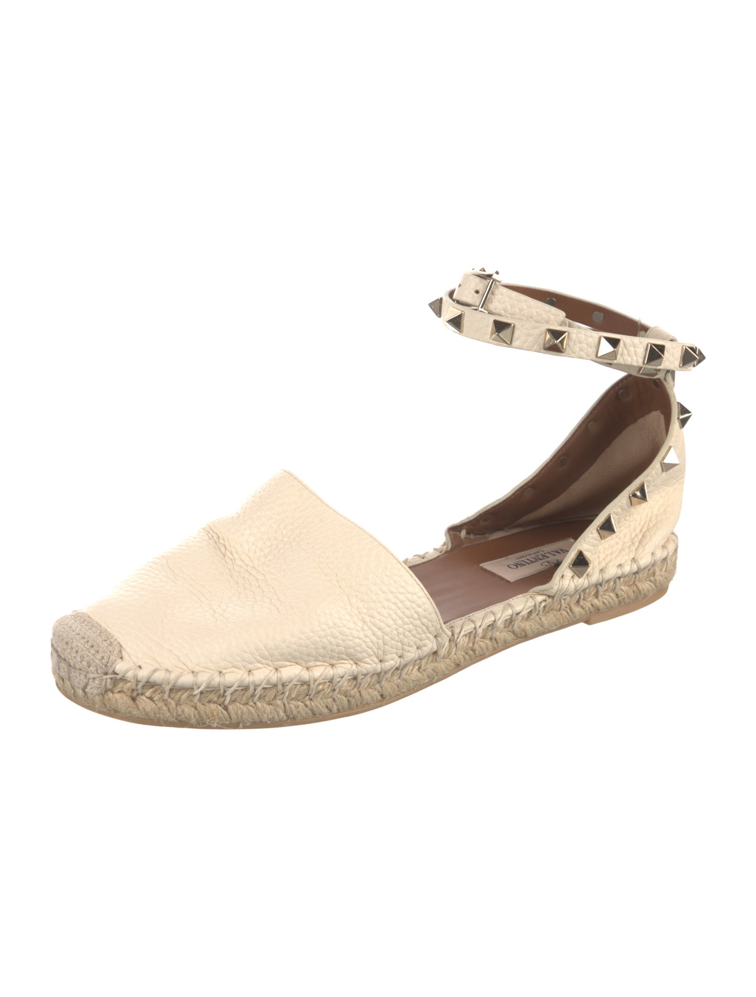Valentino Rockstud Accents Leather Espadrilles
