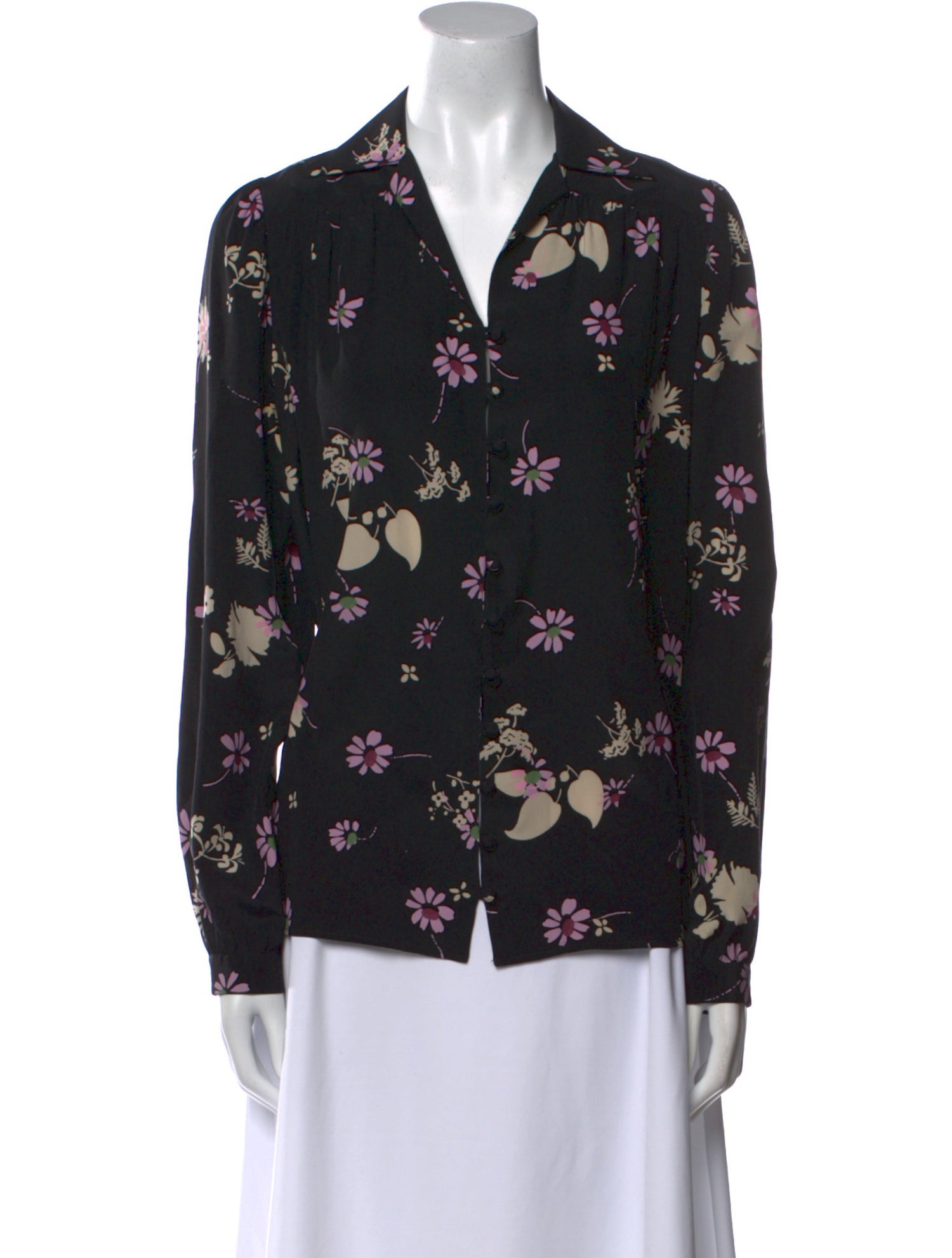 Valentino Silk Floral Print Button-Up Top