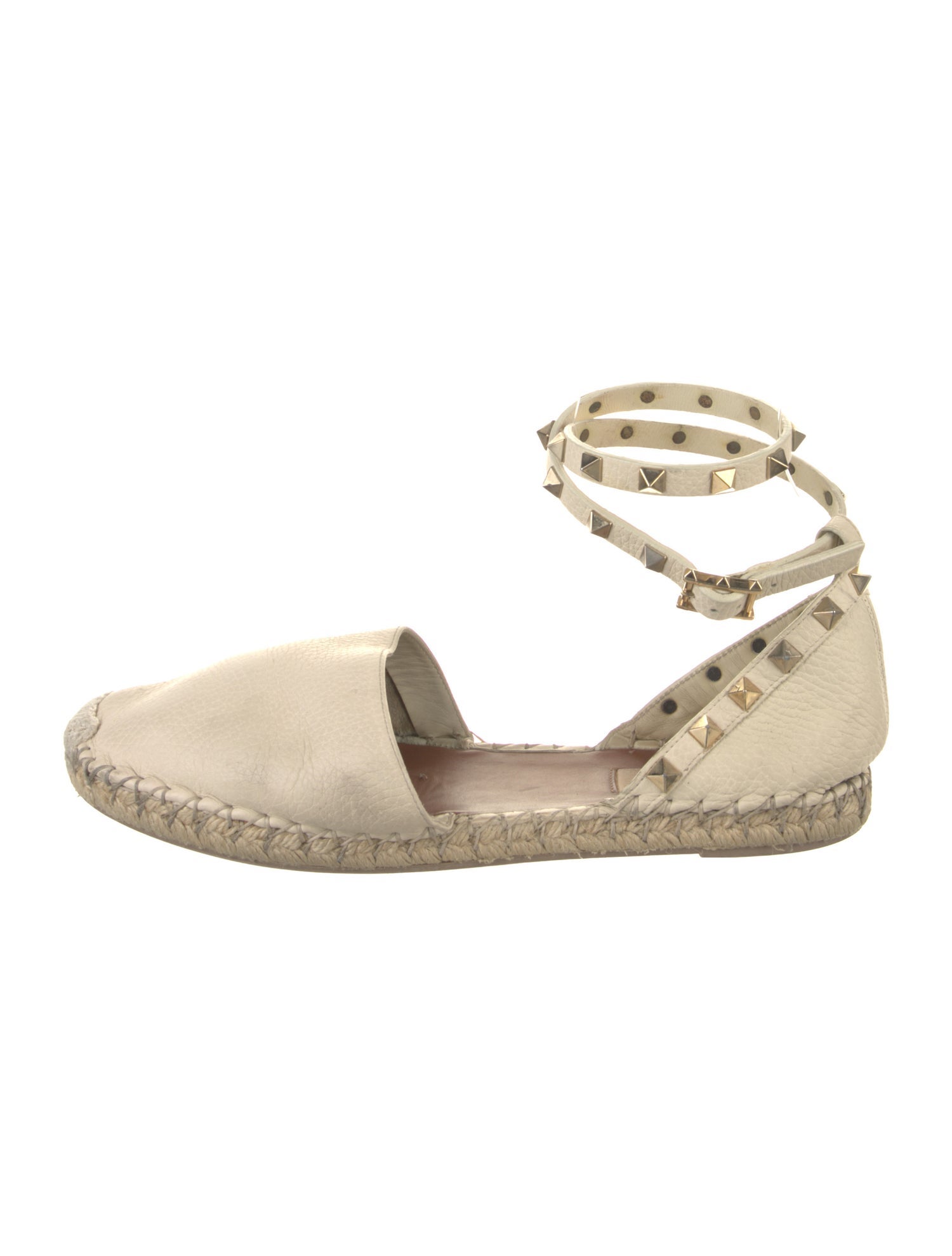 Valentino Rockstud Accents Leather Espadrilles