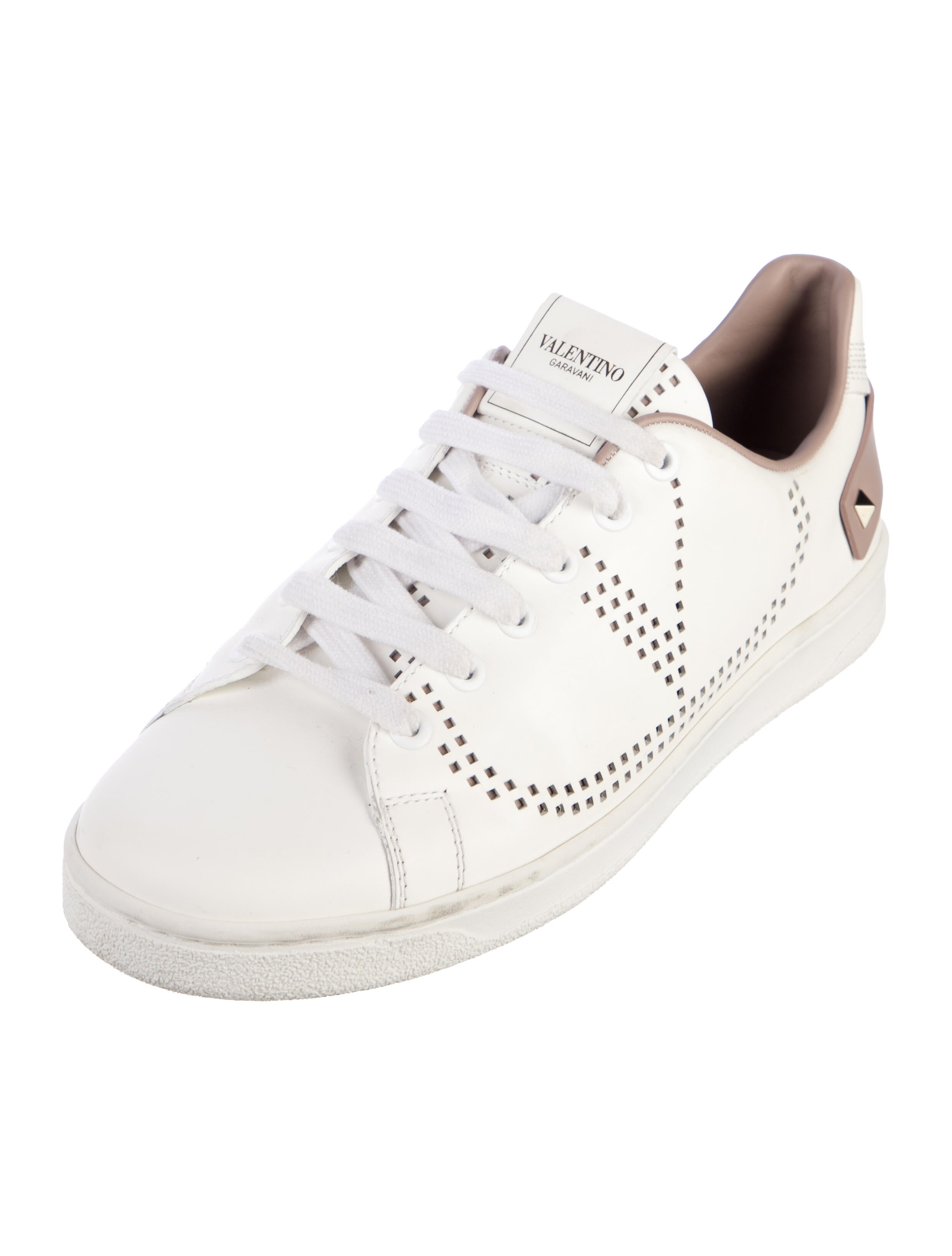 Valentino Rockstud Accents Leather Sneakers