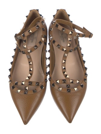 Valentino Rockstud Accents Leather Ballet Flats