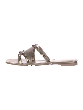 Valentino Rockstud Accents Leather Slides