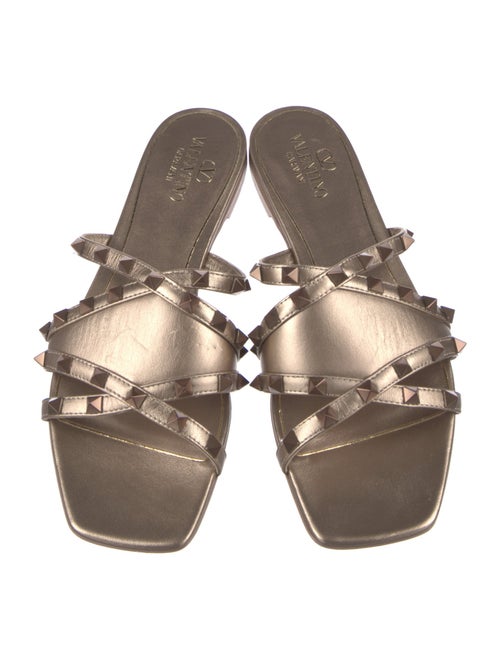 Valentino Rockstud Accents Leather Slides