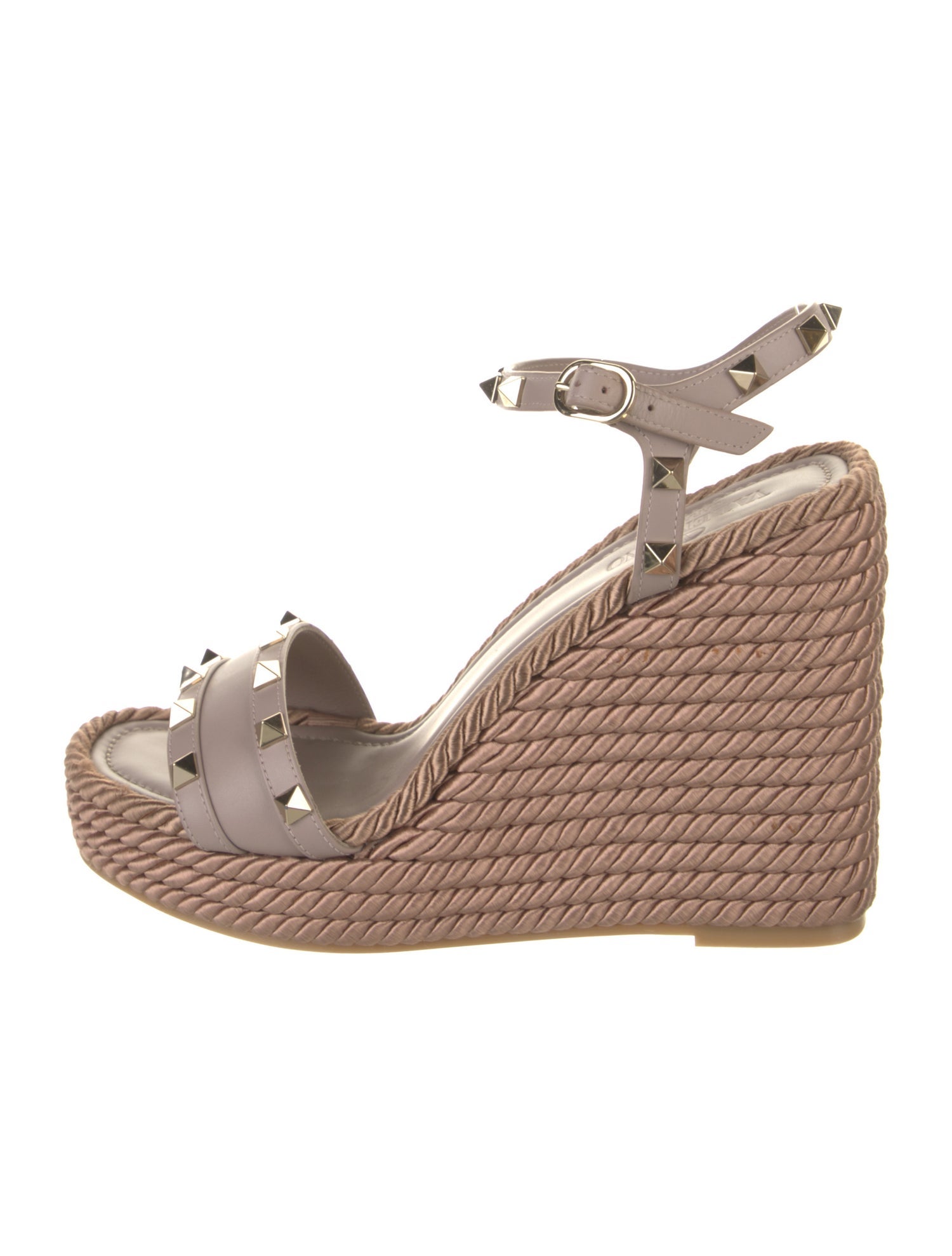 Valentino Rockstud Accents Leather Espadrilles