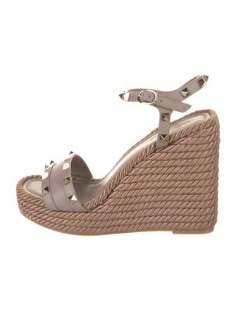 Valentino Rockstud Accents Leather Espadrilles