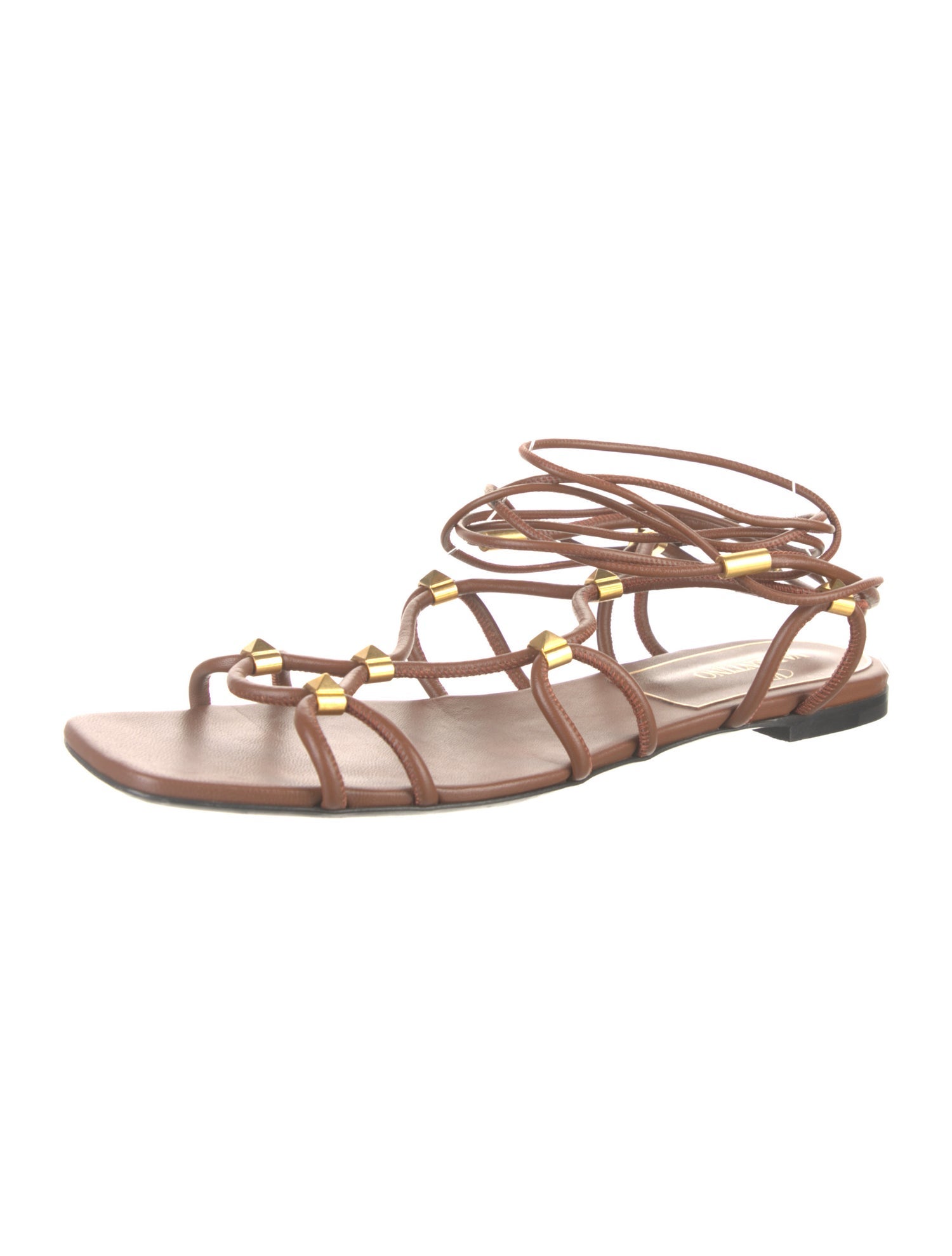 Valentino Rockstud Accents Leather Gladiator Sandals