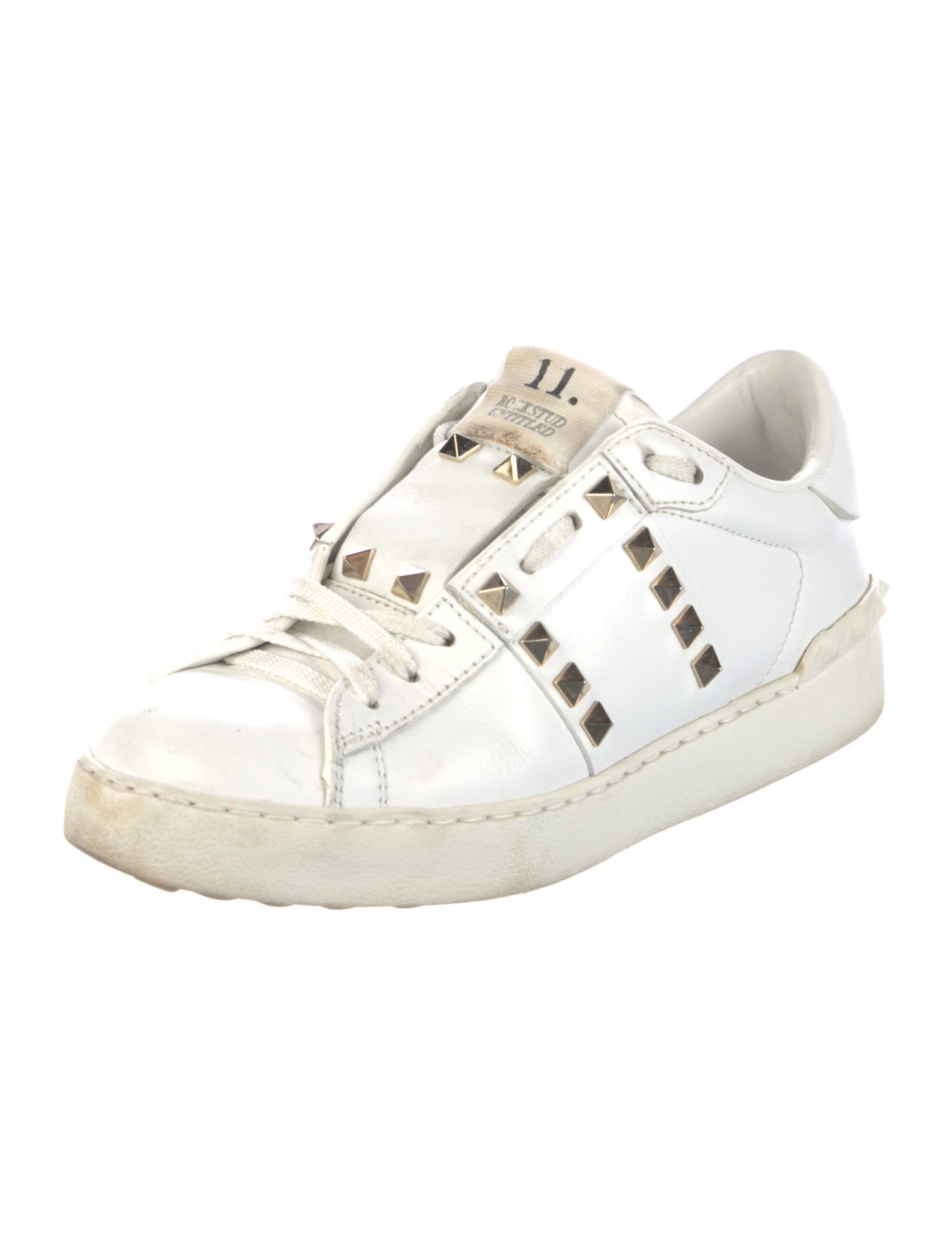 Valentino Rockstud Accents Leather Sneakers