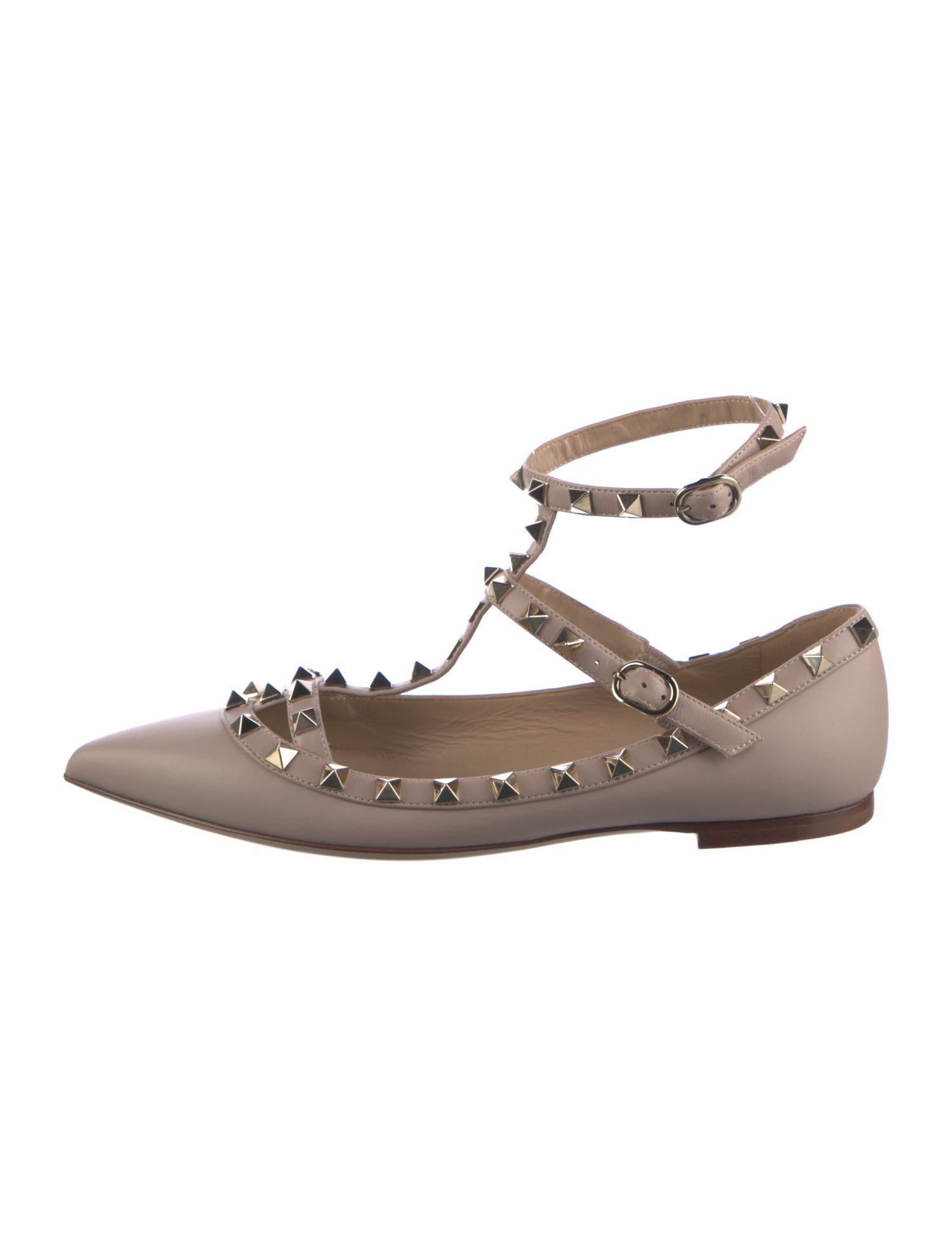Valentino Rockstud Accents Leather Ballet Flats