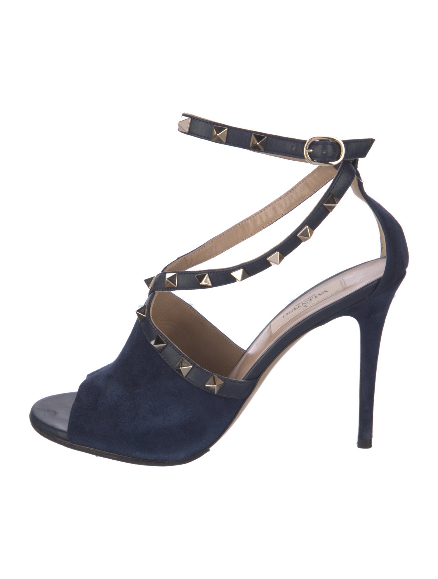 Valentino Rockstud Accents Suede T-Strap Pumps