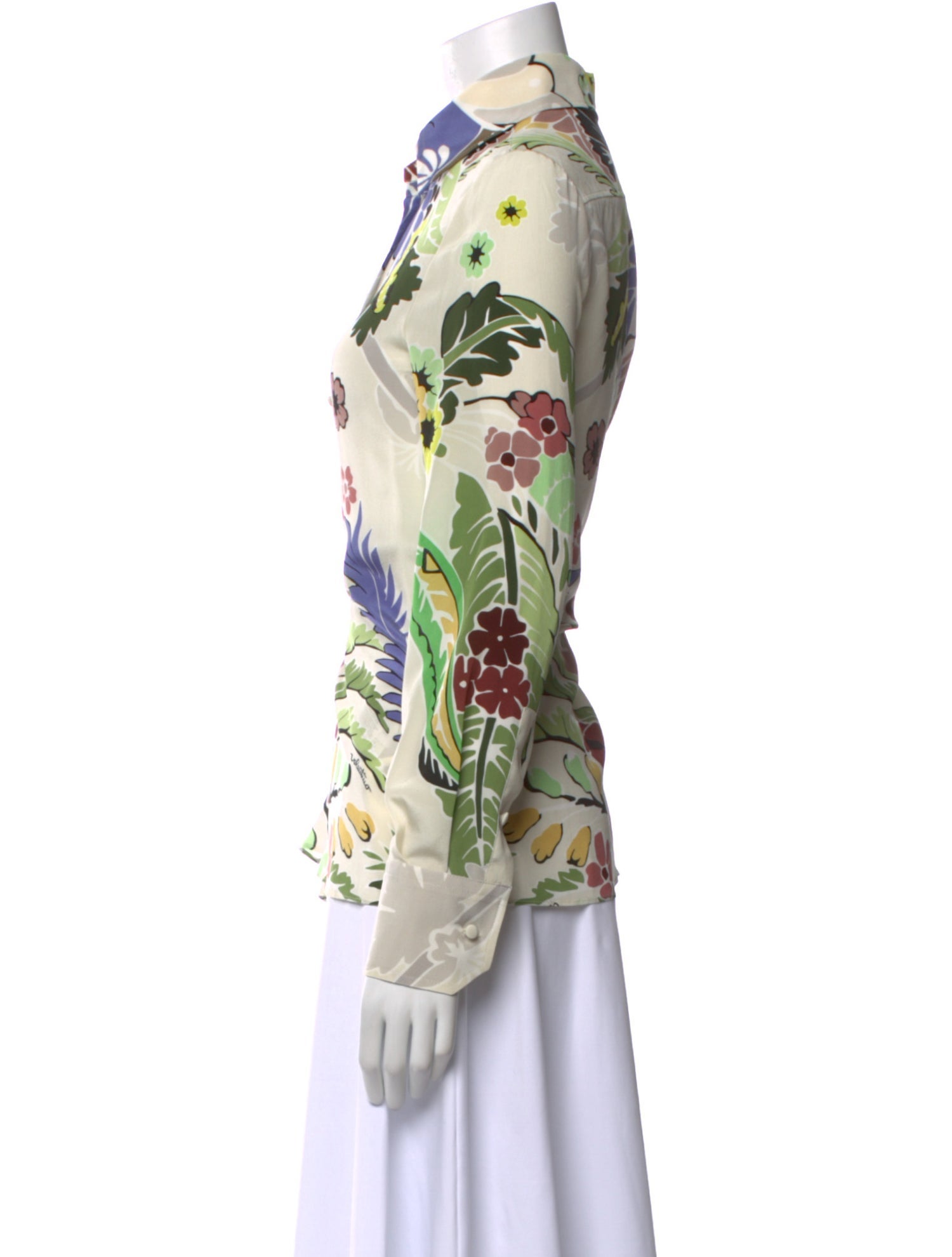 Valentino Silk Floral Print Button-Up Top