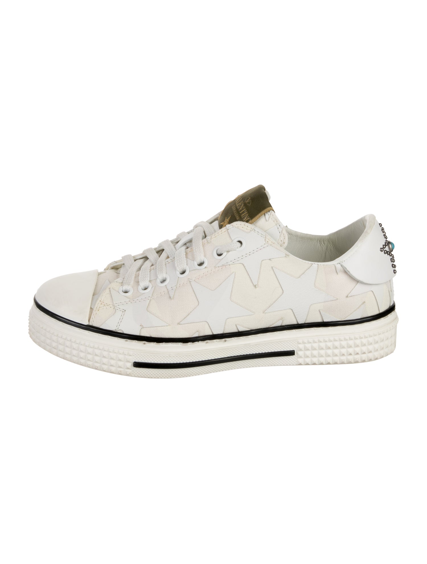 Valentino Leather Studded Accents Sneakers