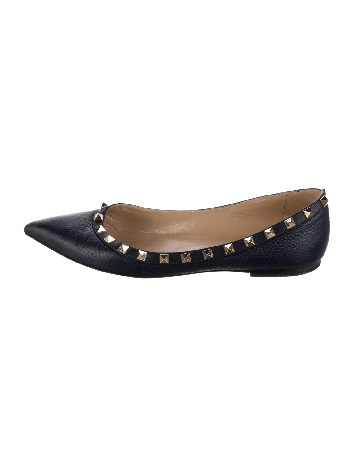 Valentino Rockstud Accents Leather Ballet Flats