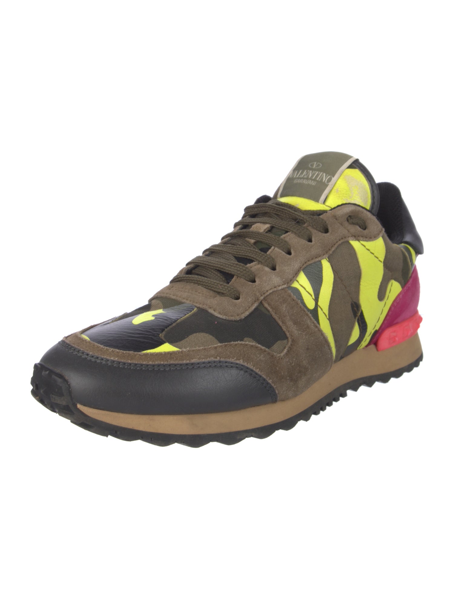 Valentino Rockstud Accents Suede Athletic Sneakers