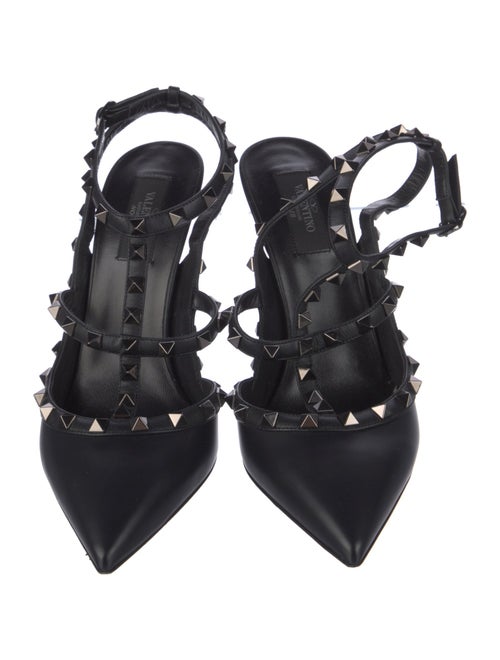 Valentino Rockstud Accents Leather T-Strap Pumps
